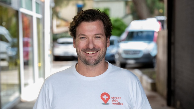 Nic outside Street Side Medics in Sydney