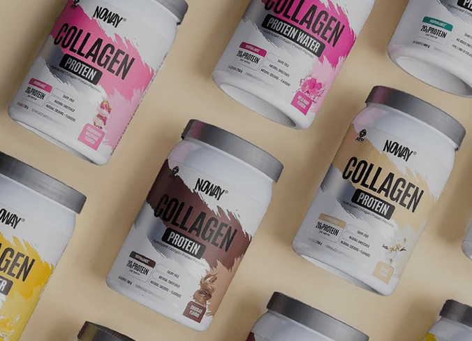 collagen and protein powder on flat surface
