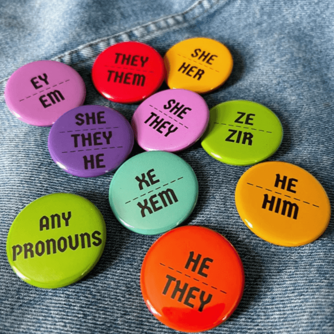 rainbow coloured badges