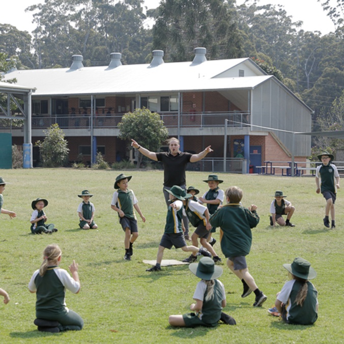 Students on grass
