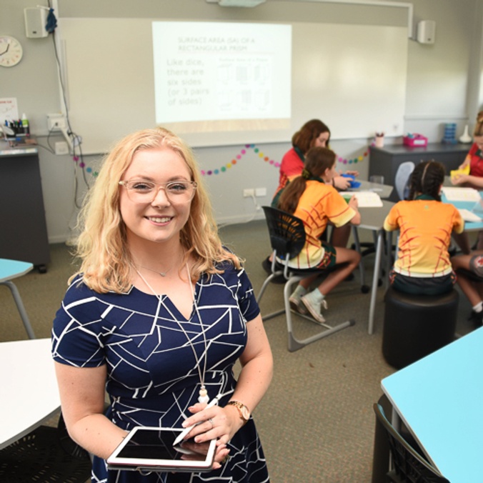 Holly in front of class