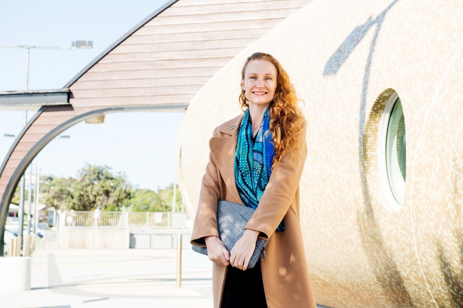 Woman smiling at camera