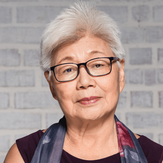 Older woman with scarf