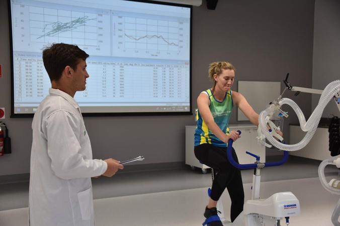 Female student on bike test
