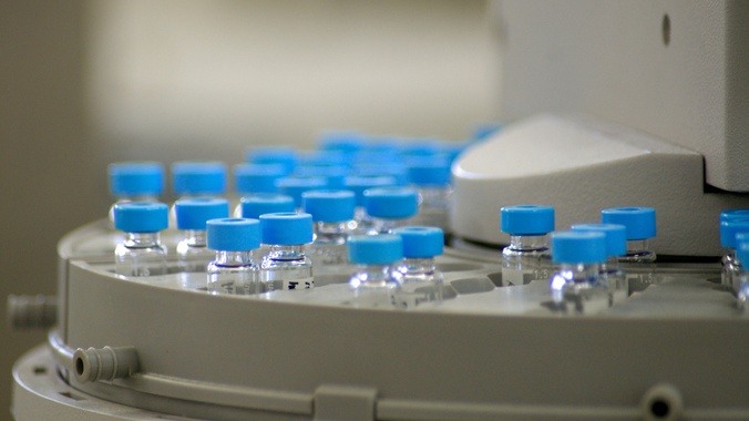 Close up shot of samples arranged in a centrifuge