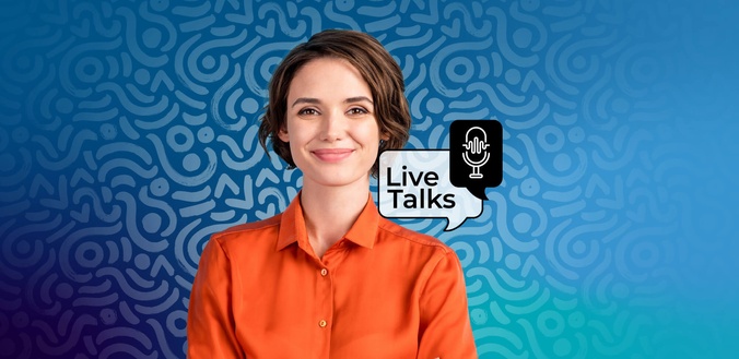 Small business manager with the edited background for live talks