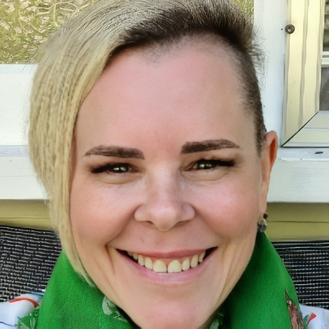 Portrait woman wearing green scarf
