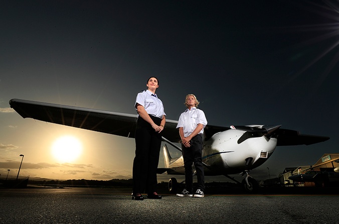 Aviation students Indiana Marshall and Ryley Gardener