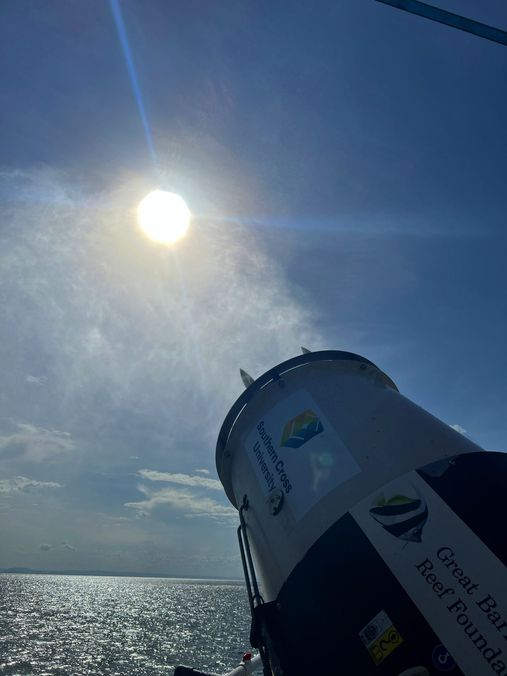 Sun with blue sky and cannon