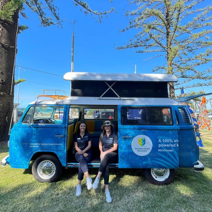 Student ambassadors and Electric Vehicle converted Kombi