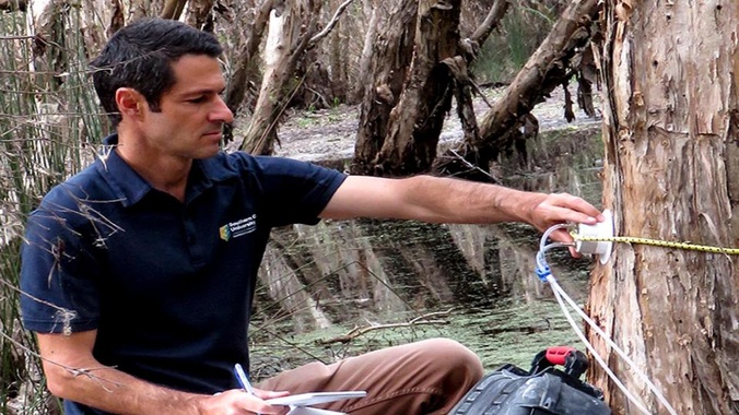 Dr Luke Jeffrey Conducting wetland research