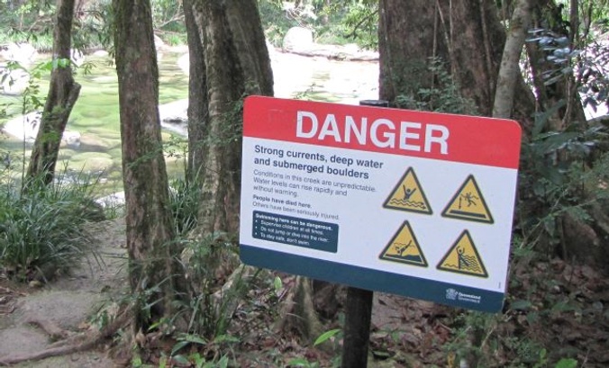Safety messages in national parks - this sign has DANGER