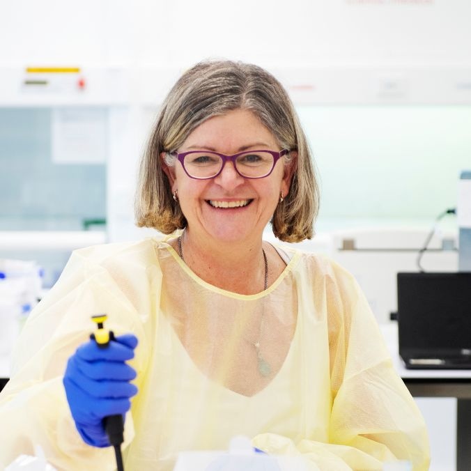 Dr Janet Schloss in laboratory