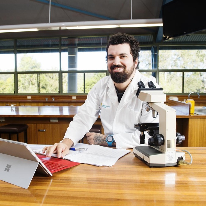 Student Jordan Ivey in lab
