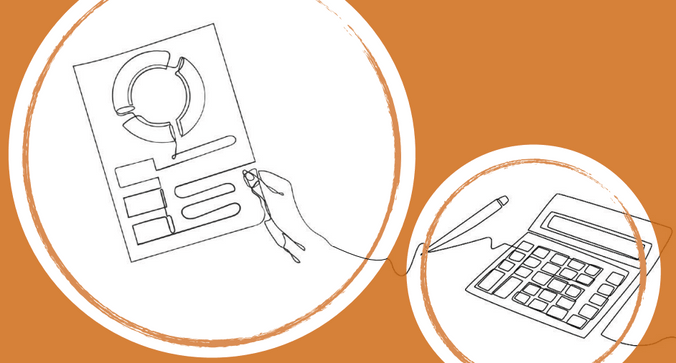 a drawing of a data report and calculator