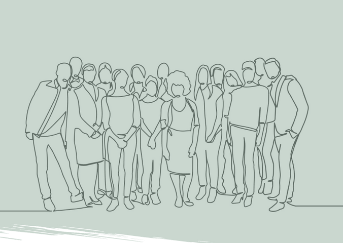 Hand drawing of people standing