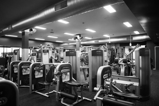 Room full of gym equipment