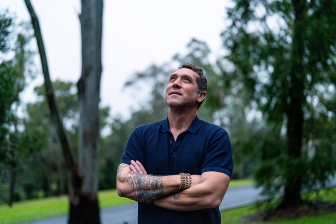 a man looking up