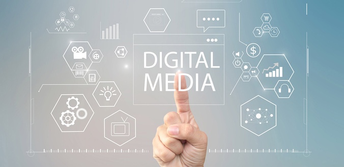 a finger pointing to touch digital media