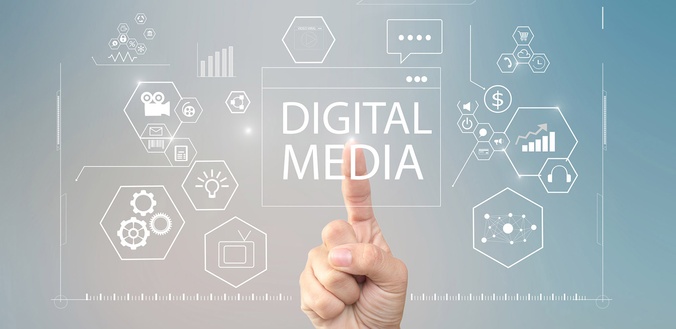 a finger pointing to touch digital media