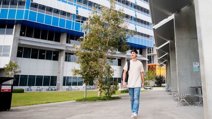 student walking at Gold Coast campus