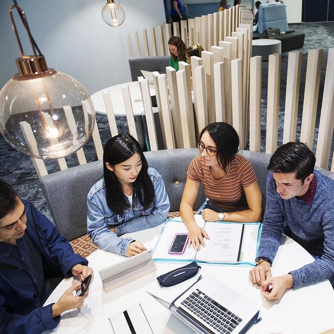 student sitting in a study group