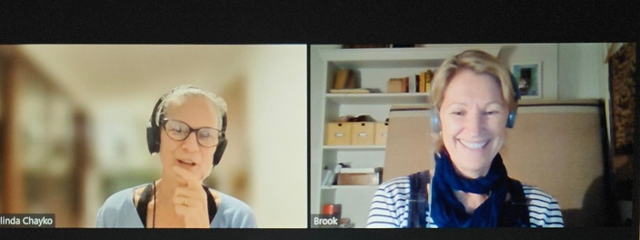 two women in online talk