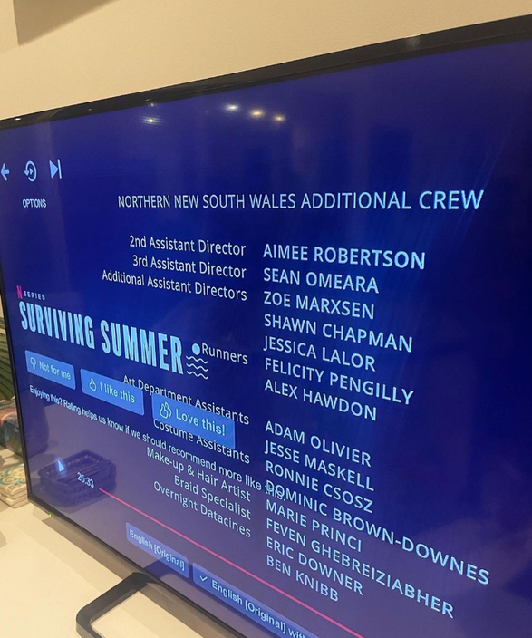 Digital media student Felicity Pengilly name in Netflix credits