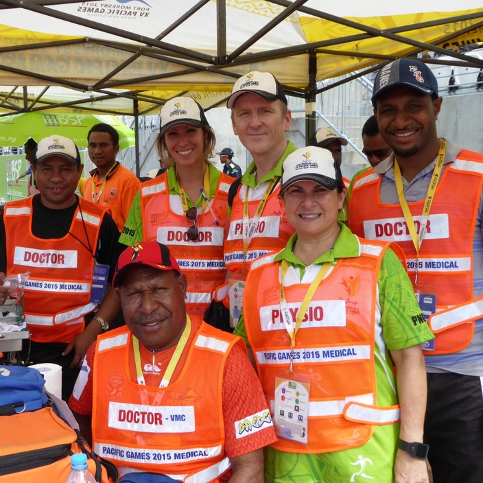 Dr Maria Constantinou with her medical team colleagues at the 2015 Pacific Games