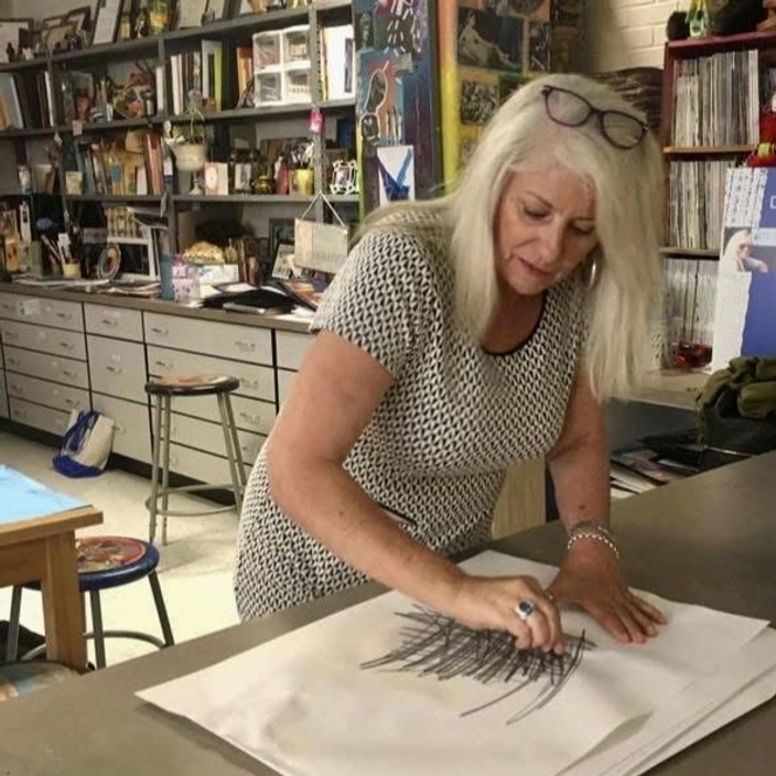 Professor Lexi Lasczik in the art classroom