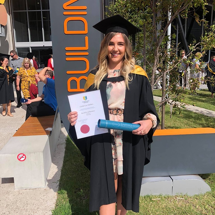 Carmel Smithers graduating with a Bachelor of Business