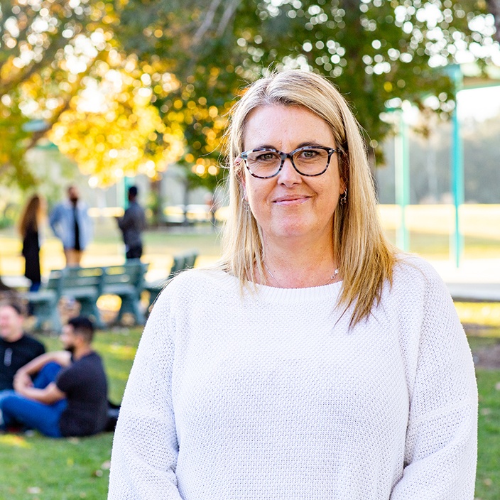 Psychology Honours student Jane Hosking outside at the Coffs Harbour campus