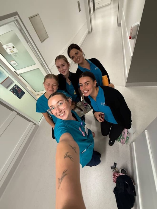 A group of health students on placement