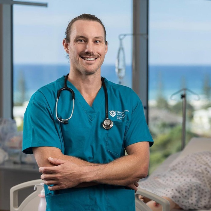 Tom Neller nursing student in the lab