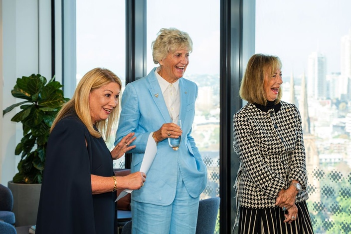 Bonnie Boezeman AO shares a light moment with guests at the Women in Healthcare Leadership Luncheon.
