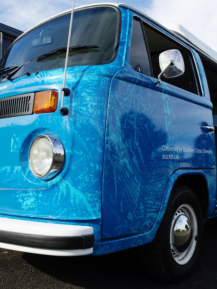 a three quarter shot of the southern cross electric kombi