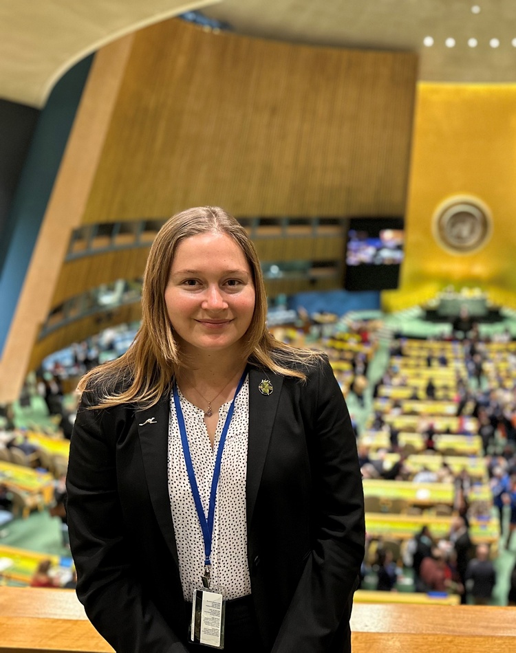 Emily Williams representing Australia at the United Nations Permanent Forum on Indigenous Issues in New York in 2024