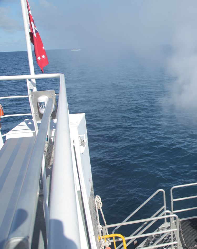 Seawater sprayer jets close up