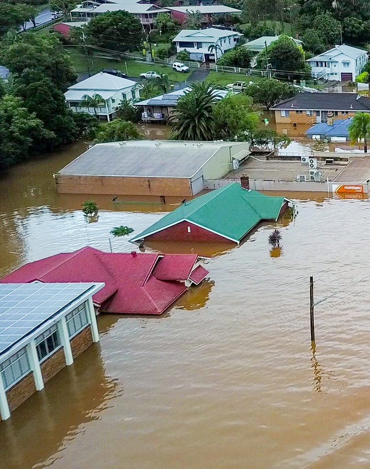 Flood waters in a street