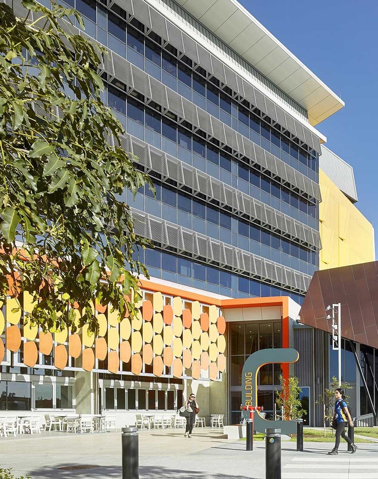 Gold Coast Campus Building C with students walking