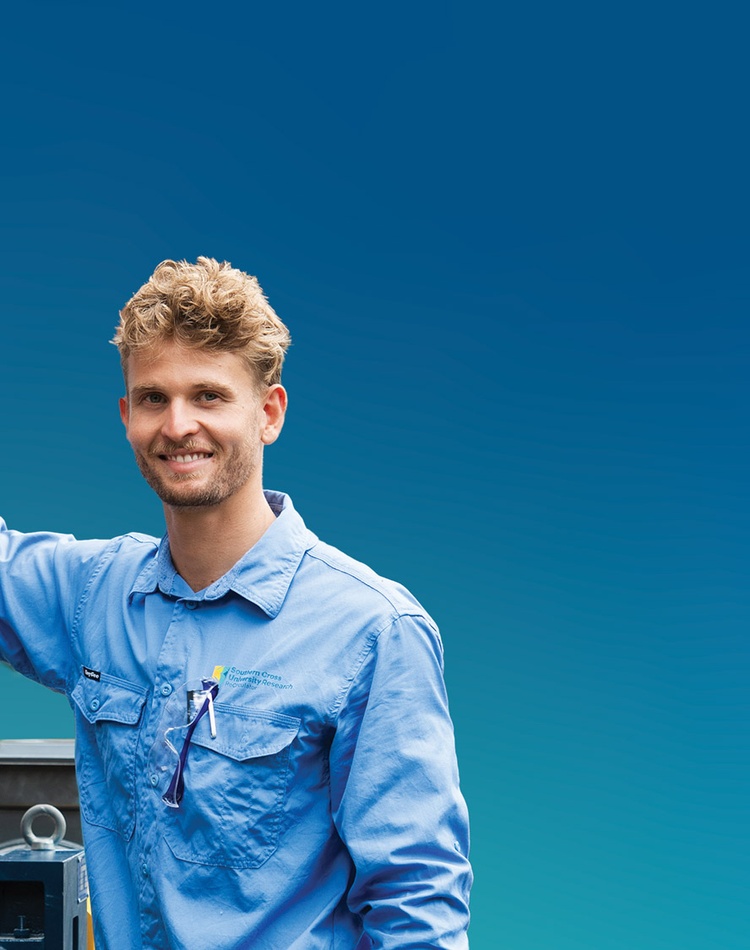 Circular Economy scientist on blue gradient background