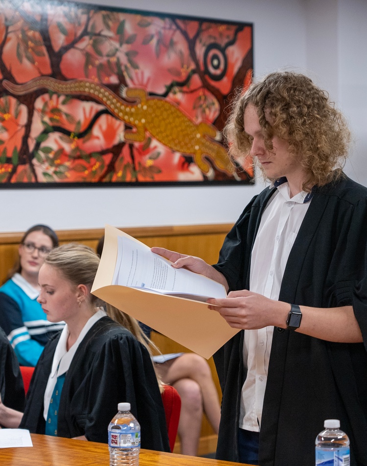 Group of students in court