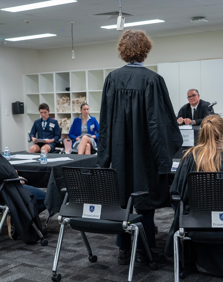 Group of students in court