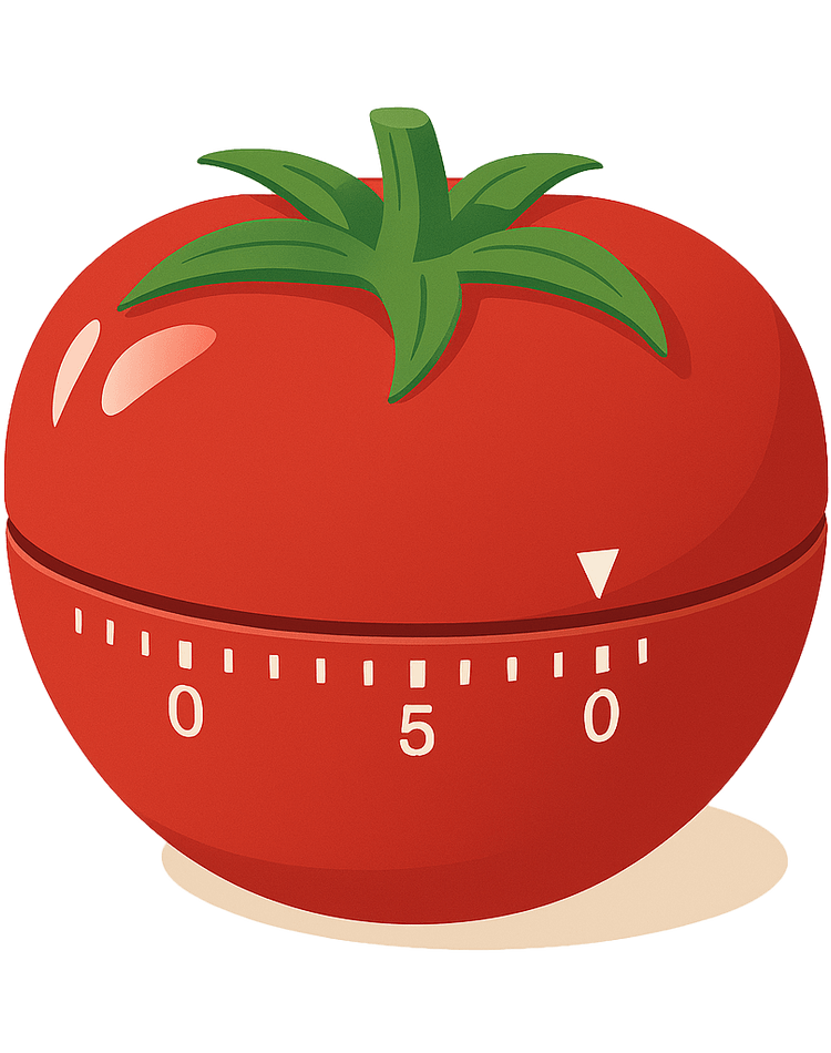 A red timer shaped like a tomato