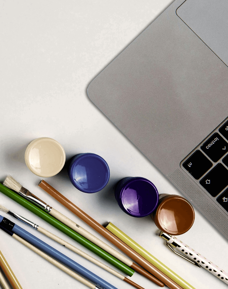 An assorted of art materials