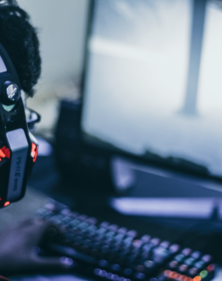Man playing computer game