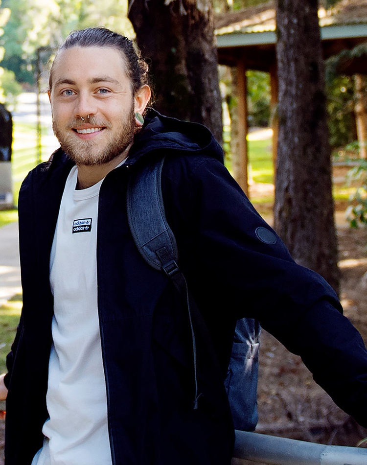 student Jasper Hancock standing