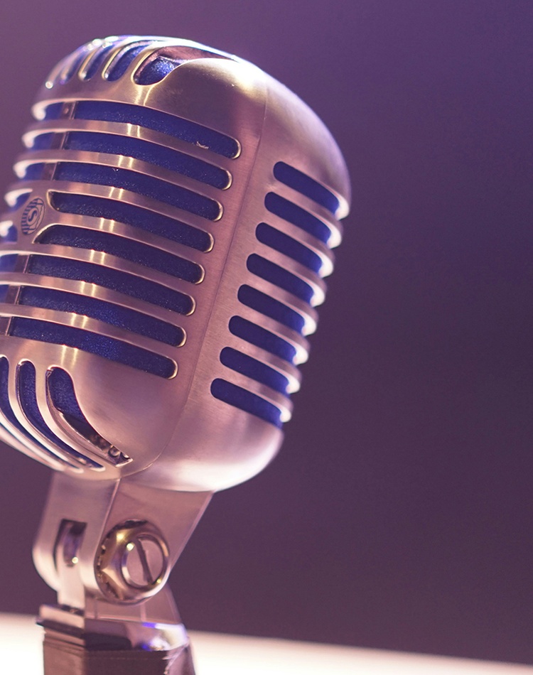 Microphone with purple background