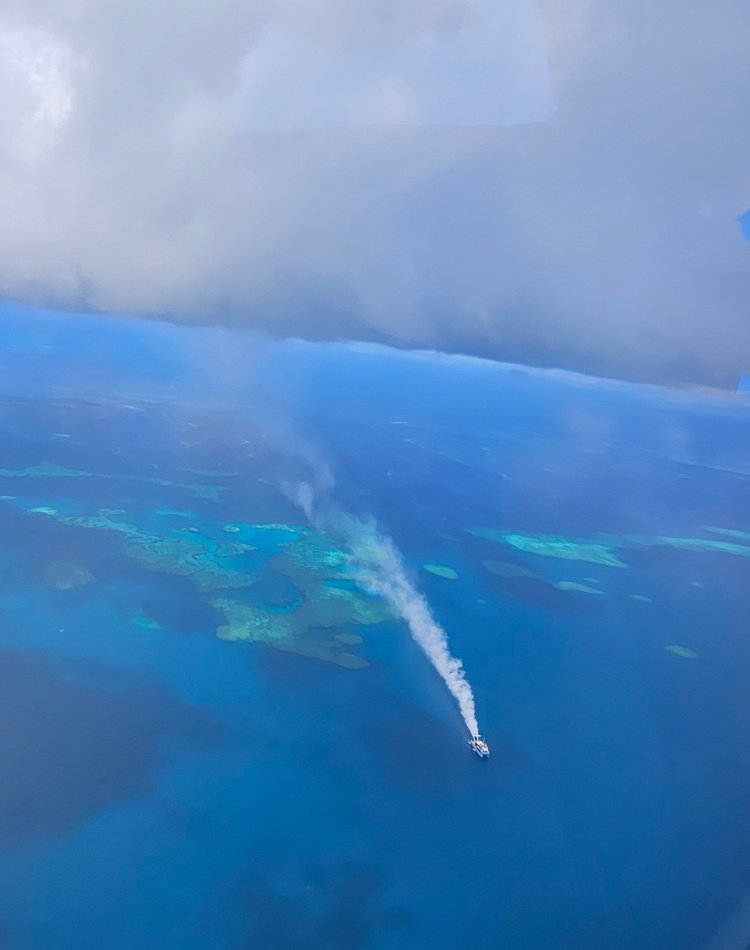 Aerial view from plan of ocean
