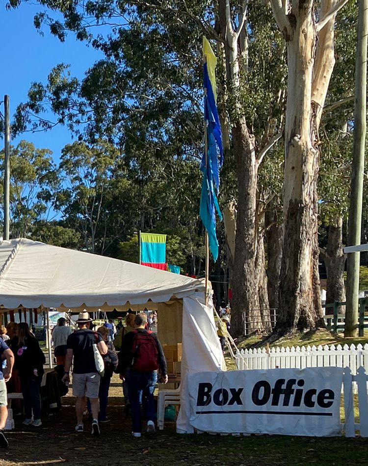 Crowd walking through the 2023 Byron Writers Festival entrance